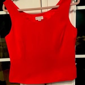 Tahari statement blouse Bold red silk w/ lining